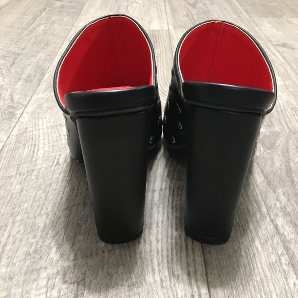 NWB Quinn Black Studded Peep-Toe Heeled Mules - Picture 9 of 9